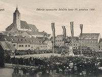 Trg bana jelačića (tada Harmica) 17. prosinac 1866. godine, otkrivanje spomenika, razglednica